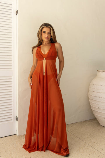 VEIL MAXI DRESS - ARANCIA